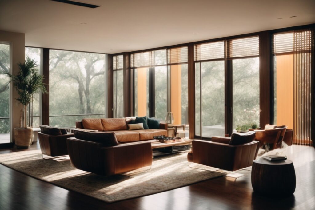 Houston home interior with window tint reducing sunlight and UV exposure