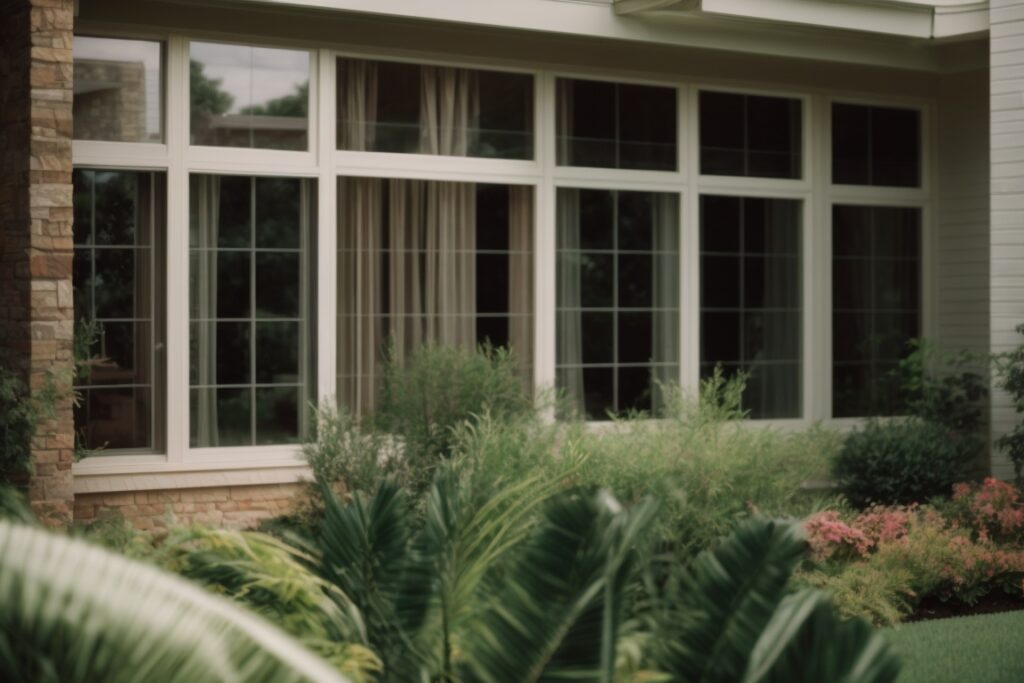 Houston home exterior with solar window film and a noticeable reduction in glare