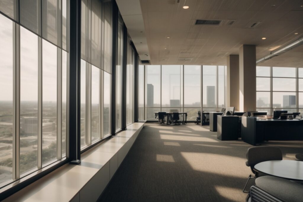 Houston office with sun control window film reducing glare and heat