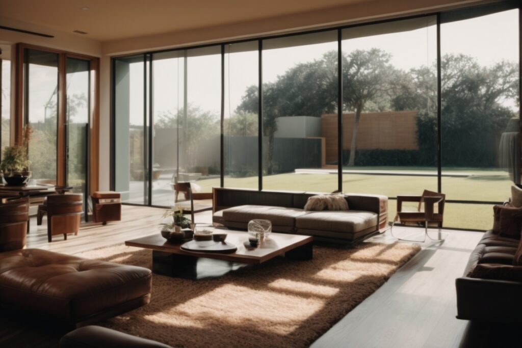Houston home interior with climate control window film blocking sunlight