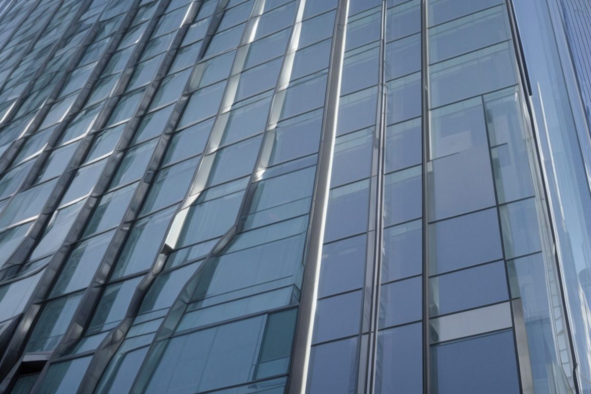 Houston commercial building with extensive glass facade and opaque windows