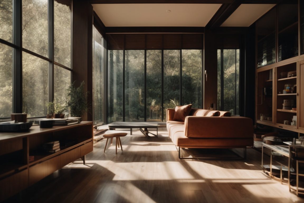 home interior with excessive sunlight and opaque privacy window film