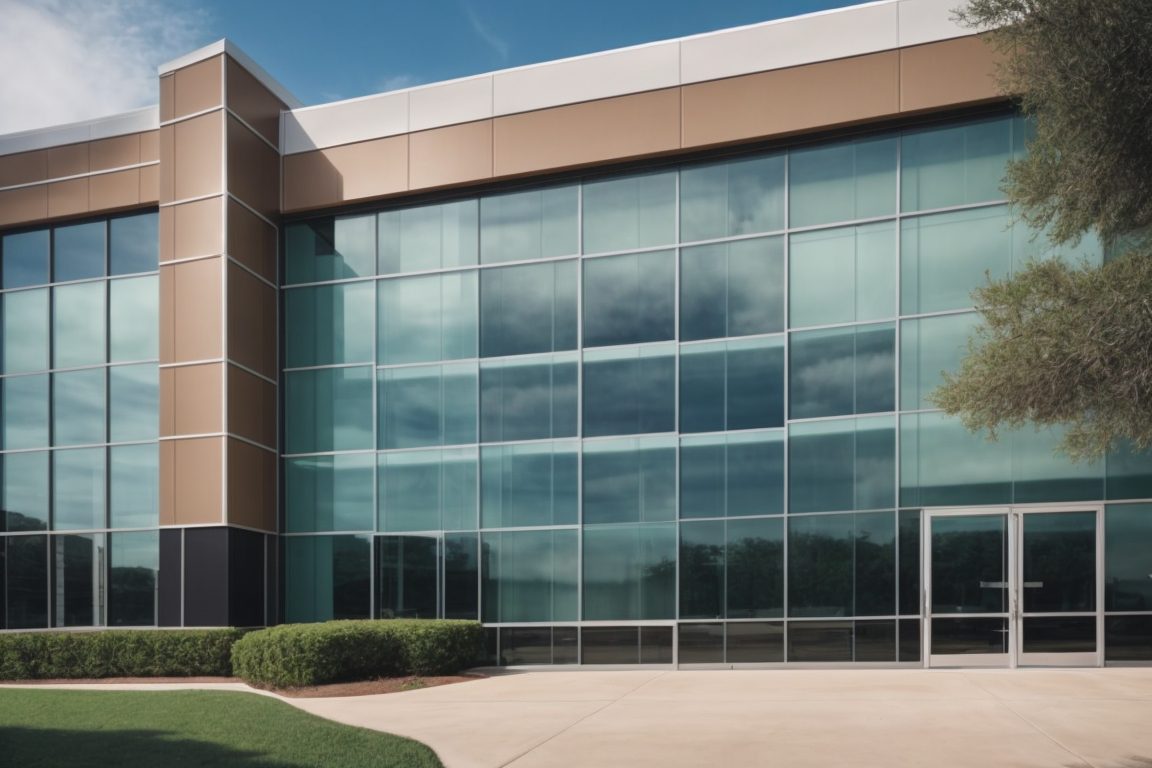 Opaque windows in a modern Houston office, decorative window film designs