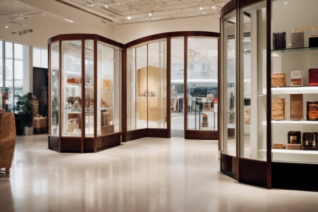 Interior of a Houston retail store with glare reduction window film installed