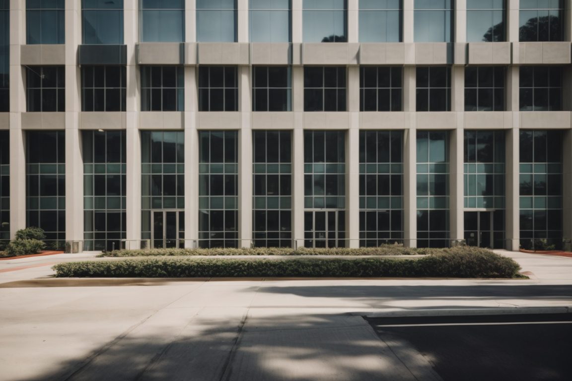 corporate office in Houston with tinted windows, natural light