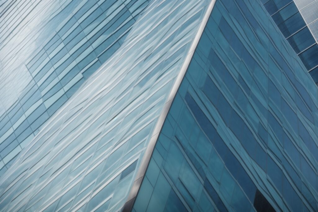 Modern commercial building in Houston with faded window film